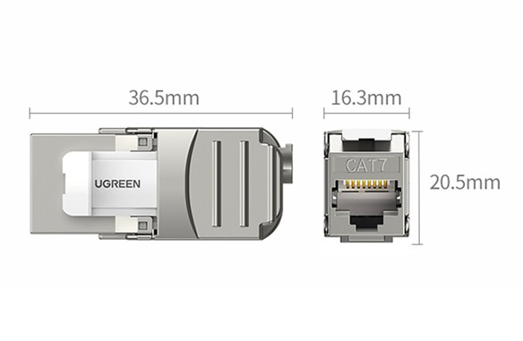 Nhân mạng RJ45 âm tường không cần tool Cat7 Ugreen 30858 Tốc độ 10Gbps, Vỏ hợp kim kẽm