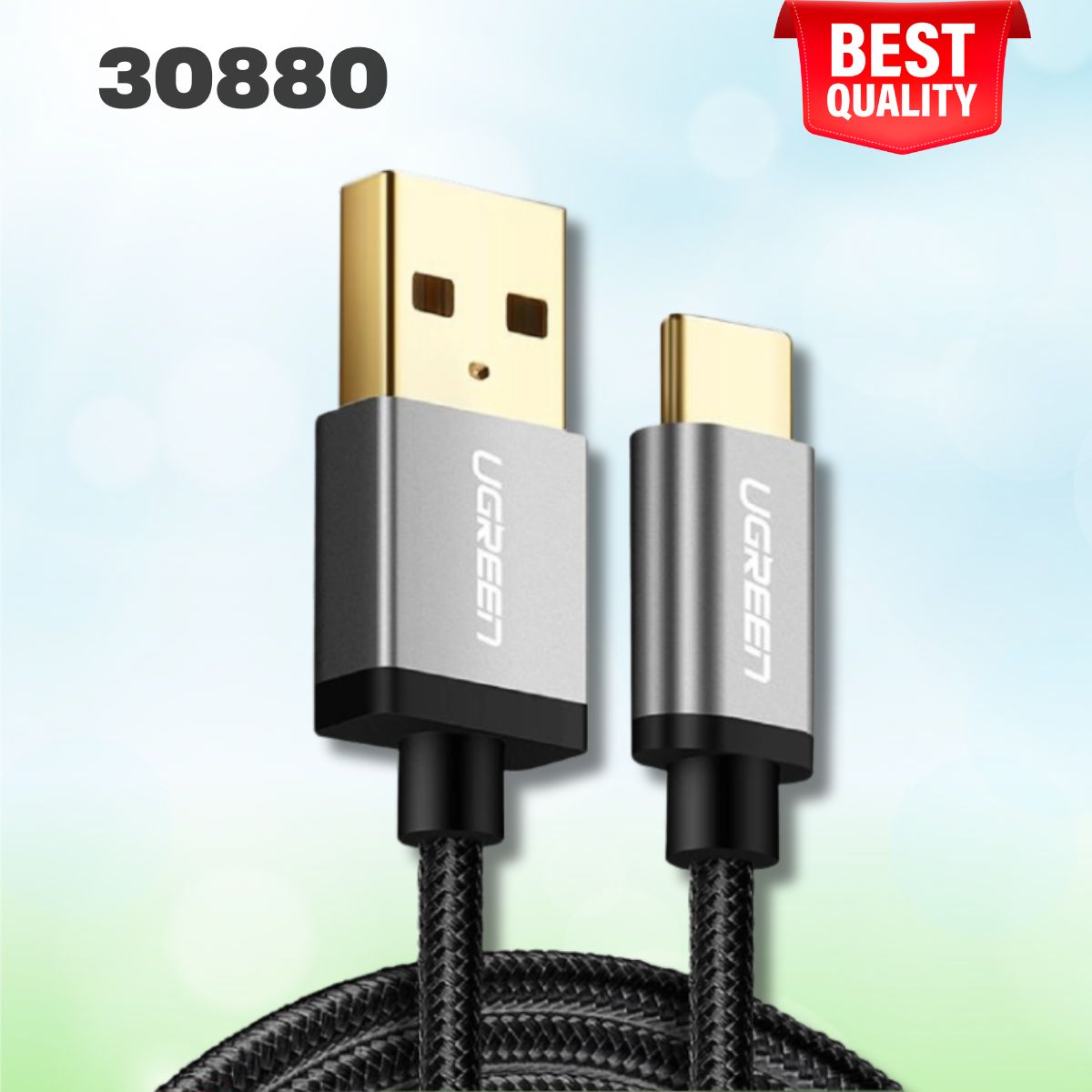Cáp USB TypeC sang USB 2.0 Ugreen 30880 US174 Hỗ trợ sạc nhanh, Dài 1m, Dây bên Nylon 