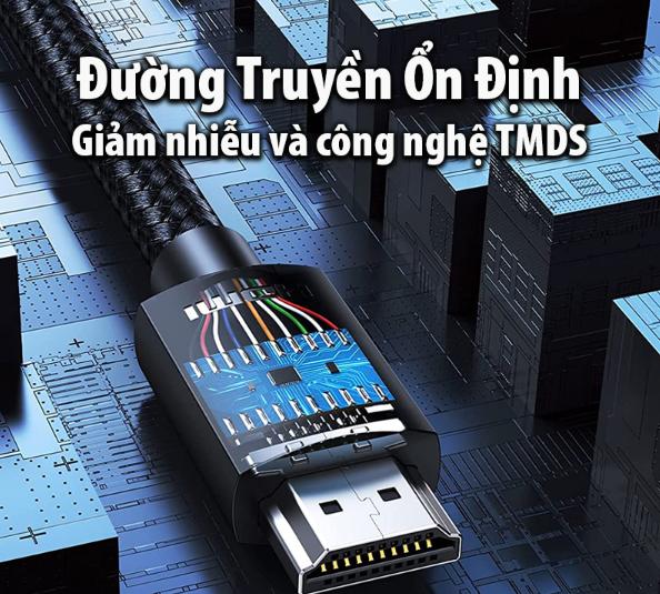Cáp HDMI 1.4 dài 25M Ugreen 40107 bọc nylon, Hỗ trợ độ phân giải 4K@30Hz, Có IC khuếch đại