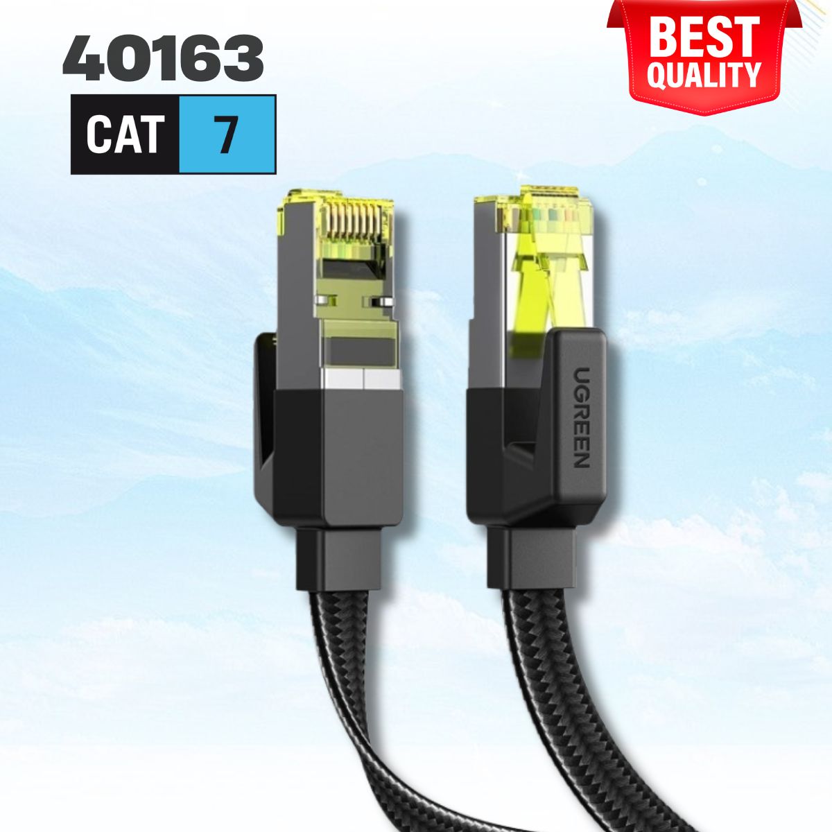 Cáp mạng CAT7 đúc sẵn dài 5M Ugreen 40163, Dây dẹt, Tốc độ 10Gbps 600Mhz 30AWG U/FTP 