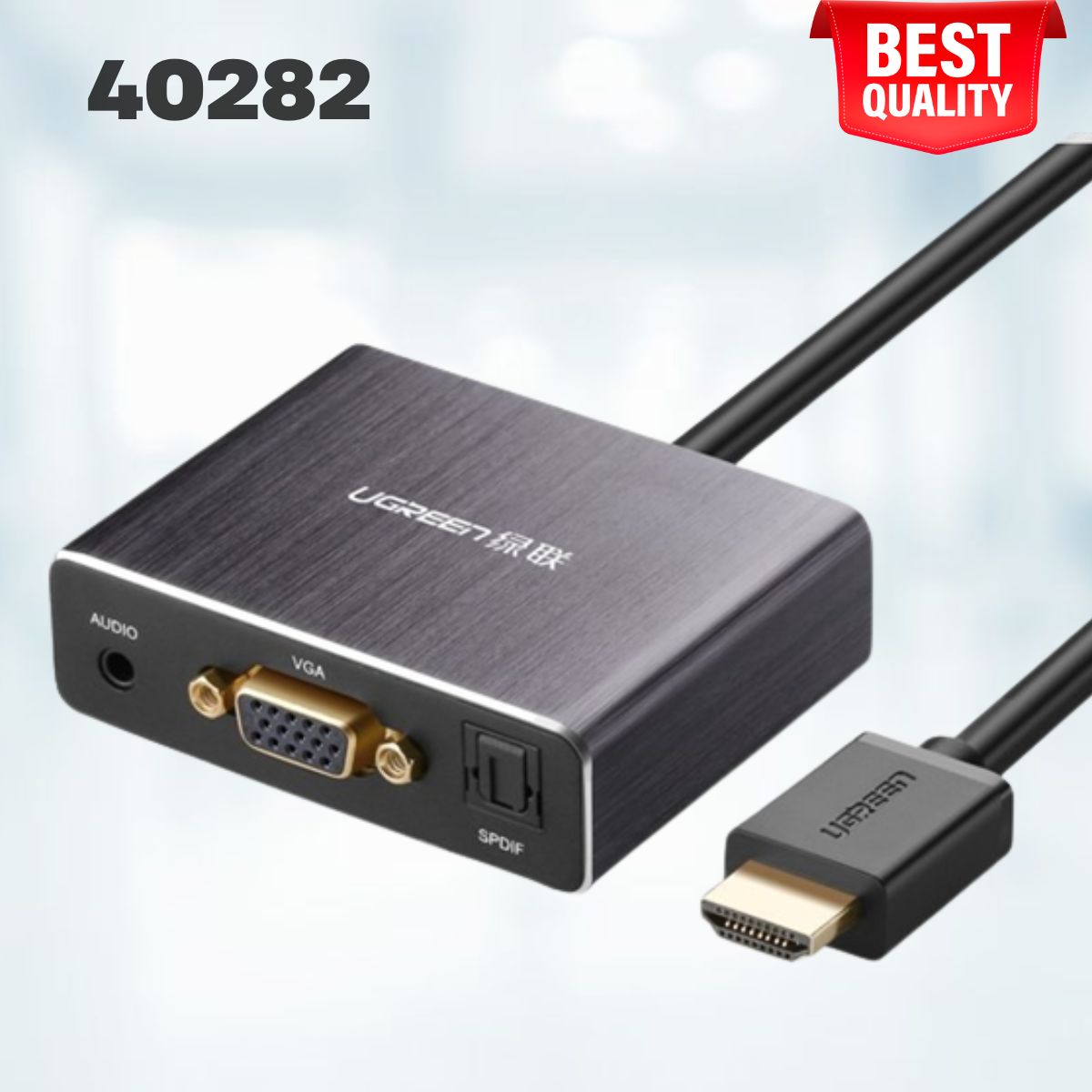 Bộ chuyển đổi HDMI sang VGA kèm cổng âm thanh Ugreen 40282 15cm  Màu đen,  Hỗ trợ tương thích với nhiều thiết bị