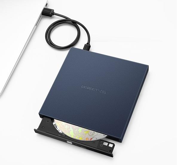 Ổ đĩa quang DVD-RW gắn ngoài Ugreen 40576 CM138 50cm chuẩn Mini USB, Hỗ trợ CD 24X, DVD 8x