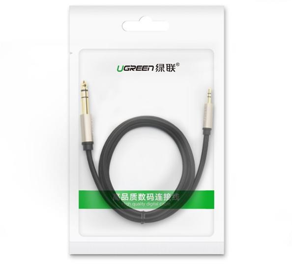 Cáp âm thanh Audio 3.5mm to 6.5mm Ugreen 40805 dài 3m, Đầu nối mạ vàng cao cấp