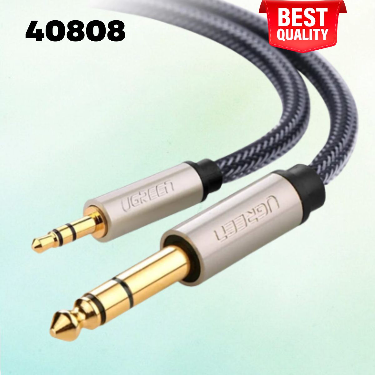 Cáp âm thanh 3.5mm sang 6.5mm Ugreen 40808 AV127 10m màu đen, Chống oxi hoá 