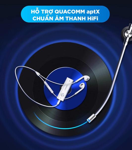 Bộ chuyển đổi âm thanh Bluetooth 4.2 Ugreen 40854 CM110 Truyền tải âm thanh Hifi chất lượng cao