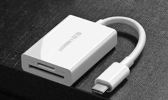Đầu đọc thẻ USB Type-C cho thẻ nhớ TF/SD 4.0 Ugreen 40864 US235 15cm, Màu trắng, Tốc độ 5Gbps