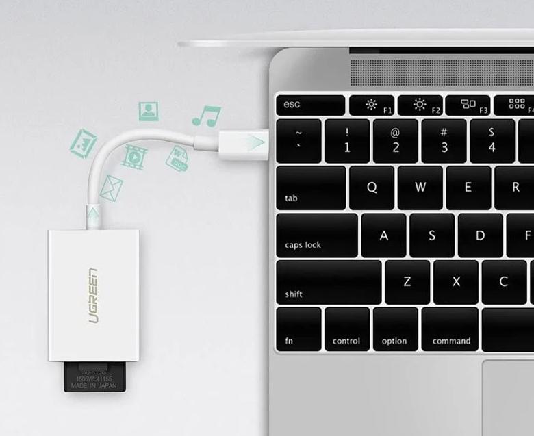 Đầu đọc thẻ USB Type-C cho thẻ nhớ TF/SD 4.0 Ugreen 40864 US235 15cm, Màu trắng, Tốc độ 5Gbps