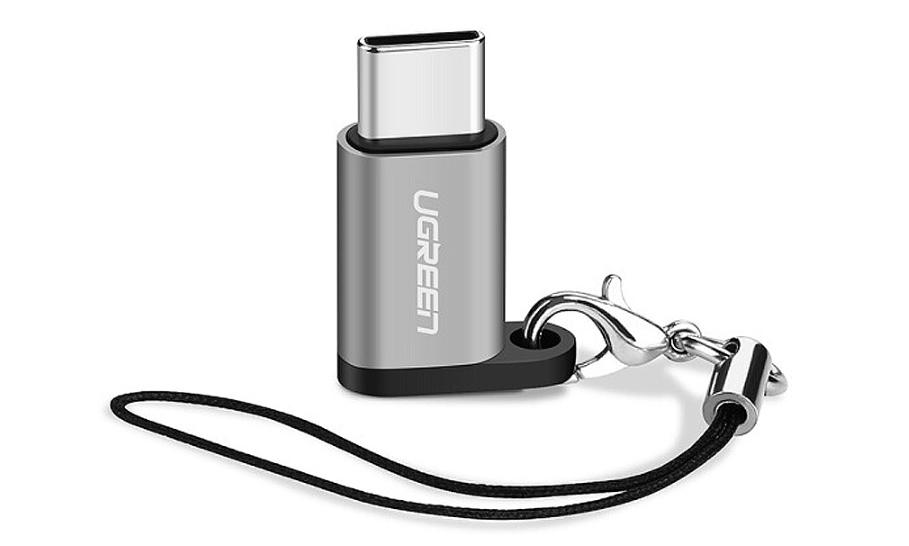 Đầu chuyển USB-C to Micro USB Ugreen 40945 màu xám, Vỏ nhôm dáng móc khoá, Hỗ trợ OTG/480Mbps