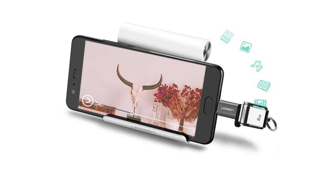 Đầu chuyển USB-C to Micro USB Ugreen 40945 màu xám, Vỏ nhôm dáng móc khoá, Hỗ trợ OTG/480Mbps