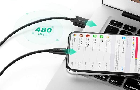 Cáp sạc USB Lightning cho IPhone Ugreen 40987 dài 2m Tốc độ 480Mbps, Sạc nhanh 