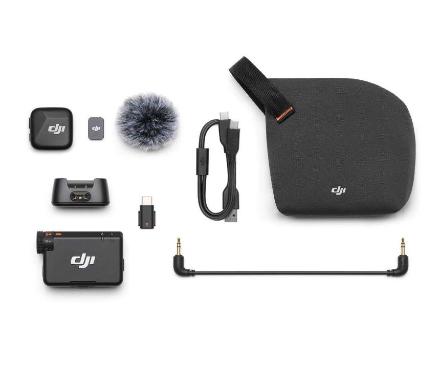 DJI Mic Mini (1 TX + 1 RX ) (FCC) micro không dây, Cản gió cản ồn 2 chế độ, Sạc nhanh, Hoạt động 48 giờ với case
