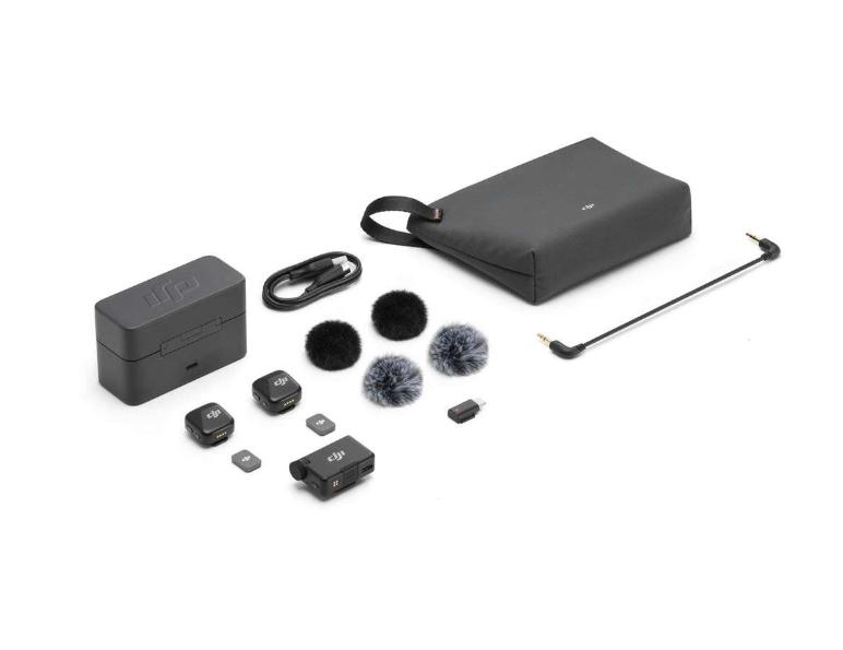 Micro không dây DJI Mic Mini (2 TX + 1 RX + Charging Case) Kết nối trực tiếp DJI OsmoAudio, Khử ồn, Pin 48 giờ có hộp đựng