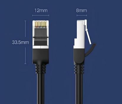 Dây mạng CAT6 màu đen dài 8M Ugreen 50195 Đầu bấm kim loại NW101, Tốc độ 1000Mbps