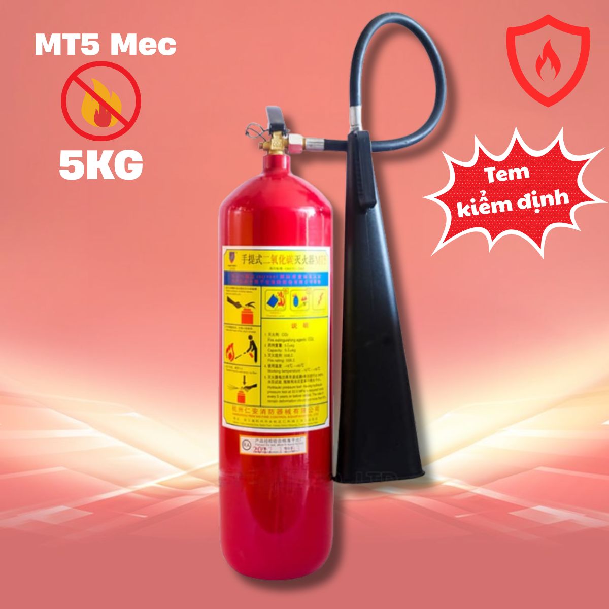  Bình chữa cháy CO2 MT5 Mec 5Kg, Có kiểm định