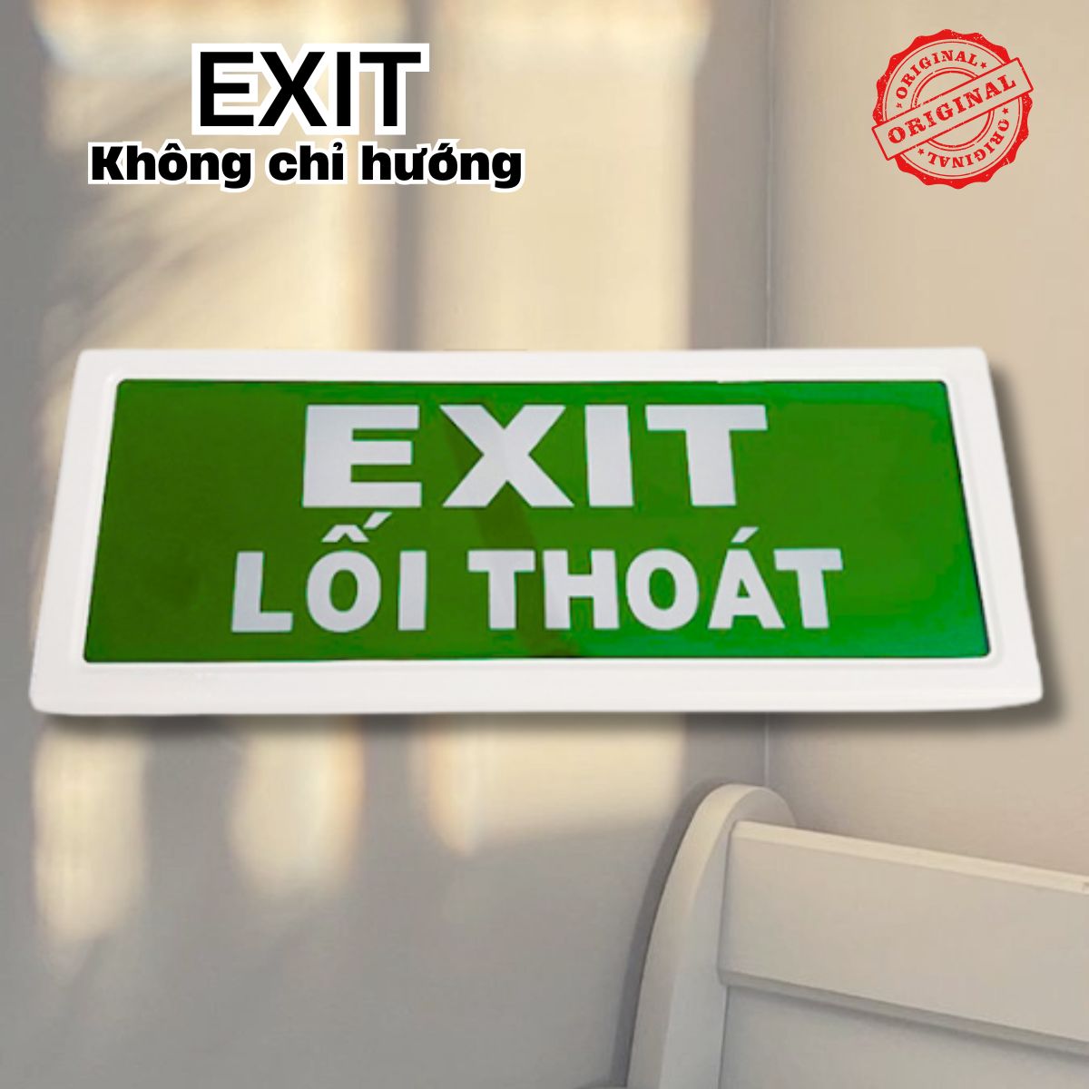 Đèn exit lối thoát hiểm loại không chỉ hướng, Có tem kiểm định