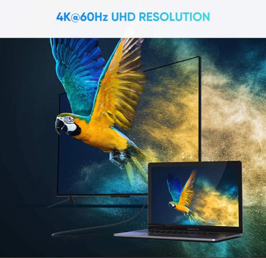 Cáp chuyển USB C to HDMI 4K@60Hz dài 2m Ugreen 50530, đầu USB-C bẻ góc 90 độ, Chống nhiễu