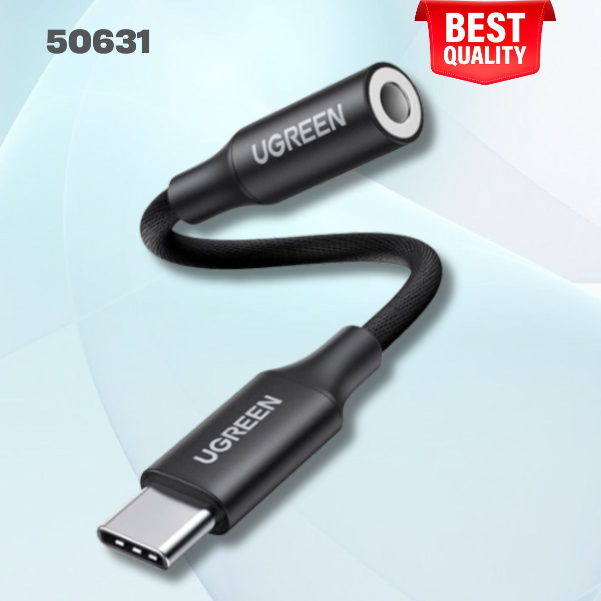 Cáp USB Type-C Sang Audio 3.5mm Ugreen 50631 10Cm Có Mic, Lõi đồng nguyên chất