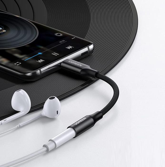 Cáp USB Type-C Sang Audio 3.5mm Ugreen 50631 10Cm Có Mic, Lõi đồng nguyên chất
