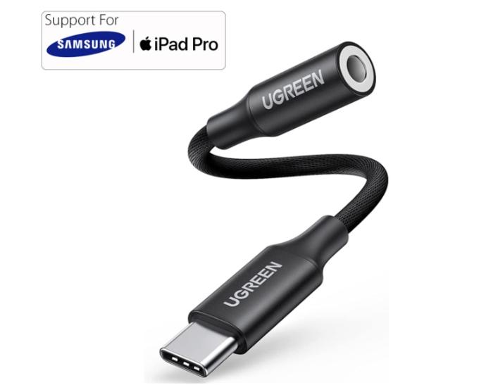 Cáp USB Type-C Sang Audio 3.5mm Ugreen 50631 10Cm Có Mic, Lõi đồng nguyên chất