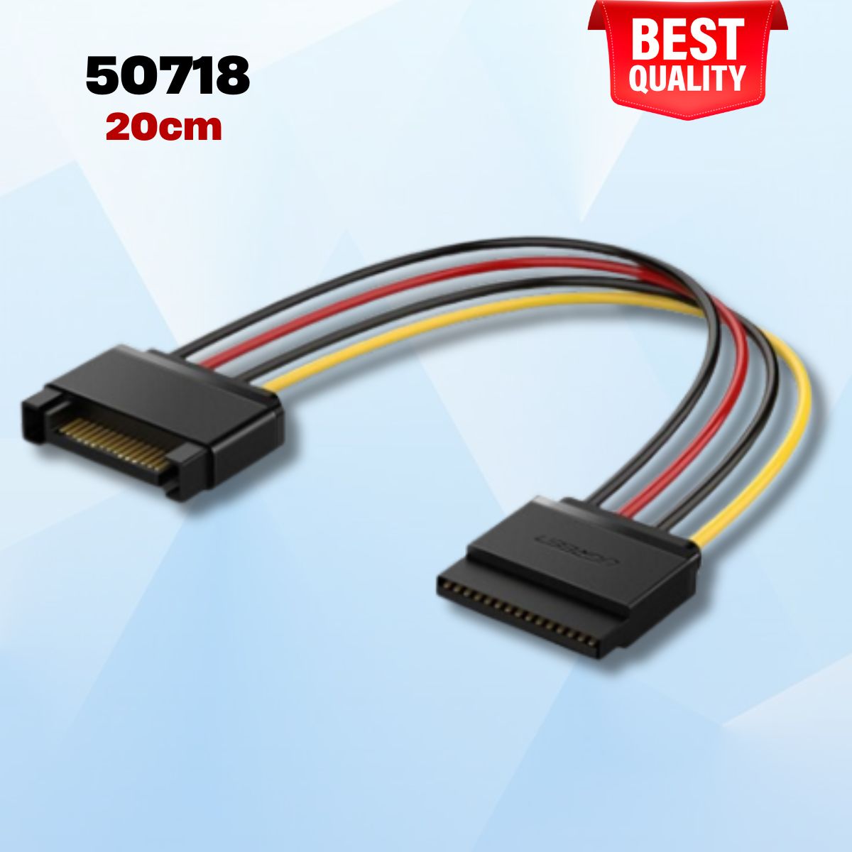 Cáp nguồn SATA 15Pin nối dài Ugreen 50718 dài 20cm, Hỗ trợ cắm và sử dụng 