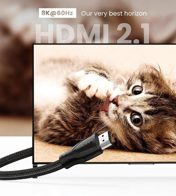 Cáp HDMI 2.1 Ugreen 50731 Dài 8m, Hỗ trợ độ phân giải 8K 60Hz, PVC + Sợi Cotton