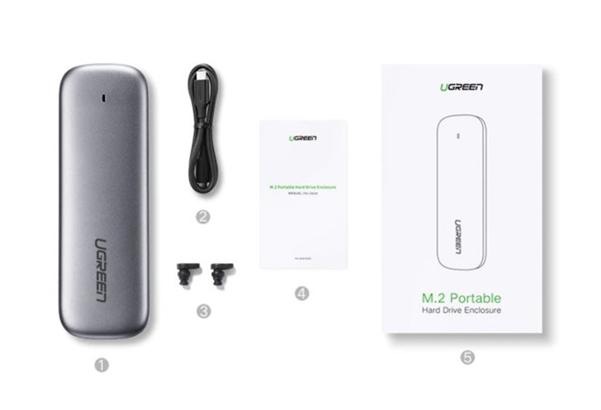 Hộp box đựng ổ cứng SSD M.2 B-Key USB Type-C Ugreen 60354 CM238 Hỗ trợ 10Gbps, Màu xám