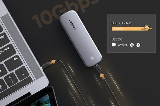 Hộp box đựng ổ cứng SSD M.2 B-Key USB Type-C Ugreen 60354 CM238 Hỗ trợ 10Gbps, Màu xám