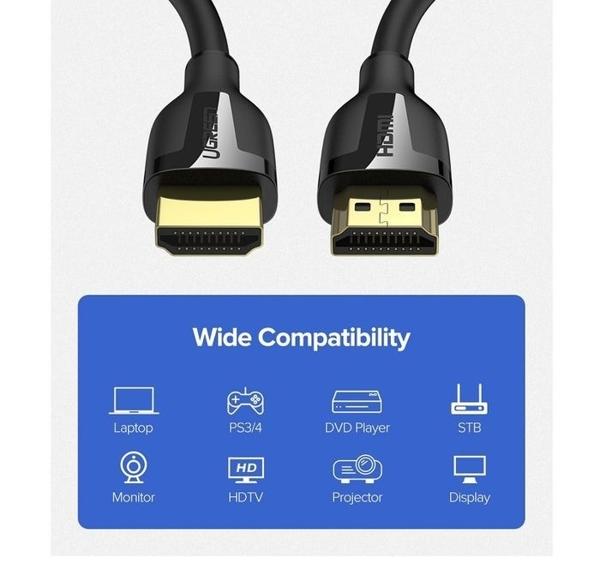 Cáp dữ liệu HDMI 2.0 Ugreen 60439 Truyền âm thanh hình ảnh dài 1.5M,Độ phân giải 4K@60Hz, Hỗ trợ ARC