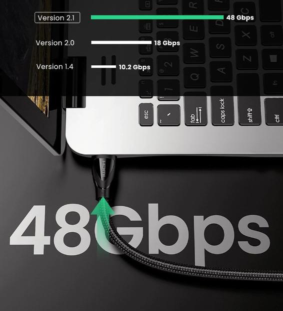 Cáp HDMI 2.1 Ugreen 60633 Dài 10m, Hỗ trợ 48Gbps, Độ phân giải 8K 60Hz
