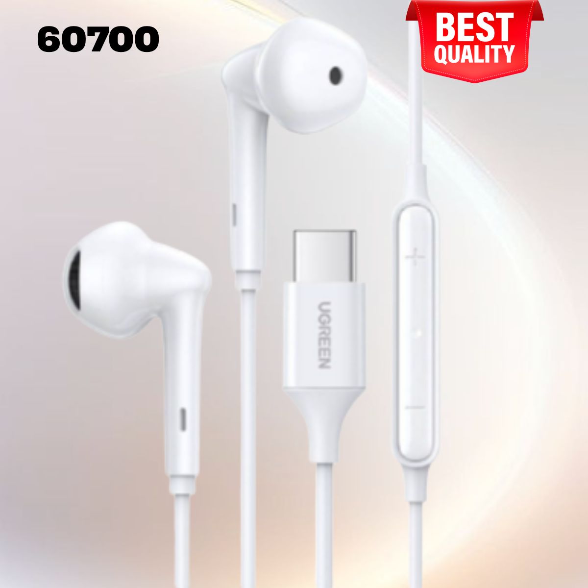  Tai nghe nhét tai cổng USB Type-C Ugreen 60700 Màu trắng, Có điều khiển âm lượng