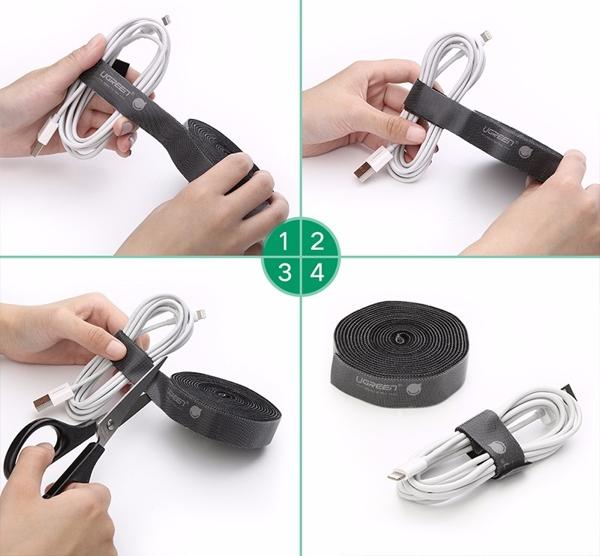 Dây dán Velcro tiện dụng Ugreen 70110, rộng 15mm dài 1M, Độ bám dính cao
