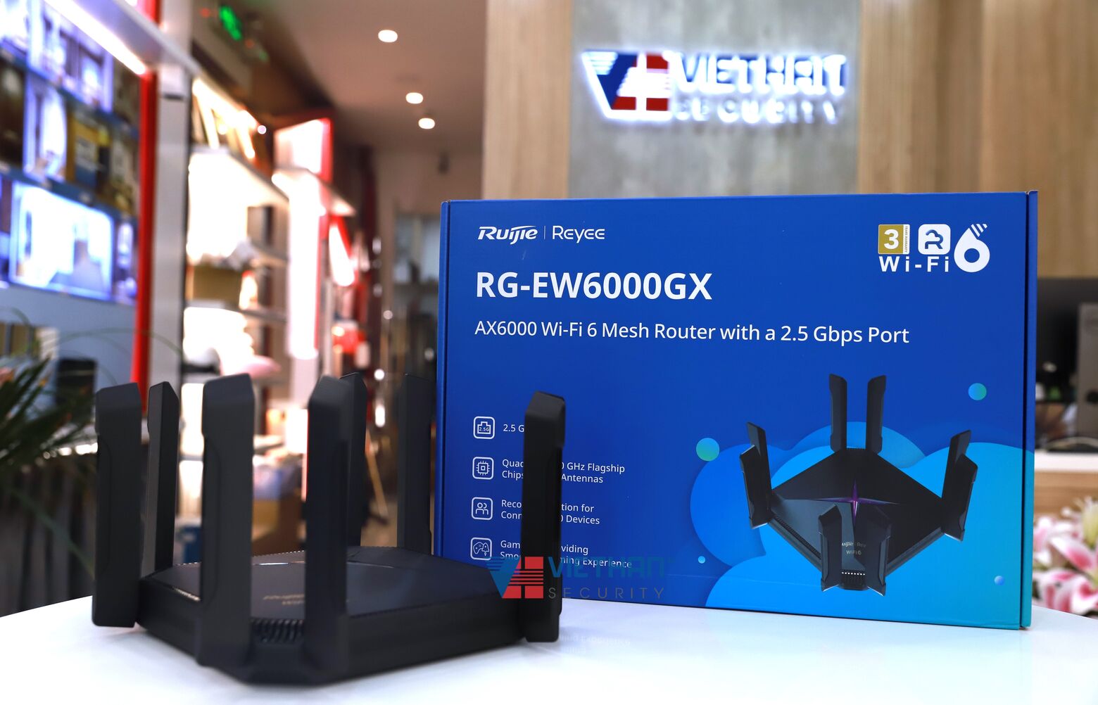 Bộ định tuyến Wi-Fi 6 Mesh RG-EW6000GX 6000M có cổng 2,5G, Kết nối 384 thiết bị