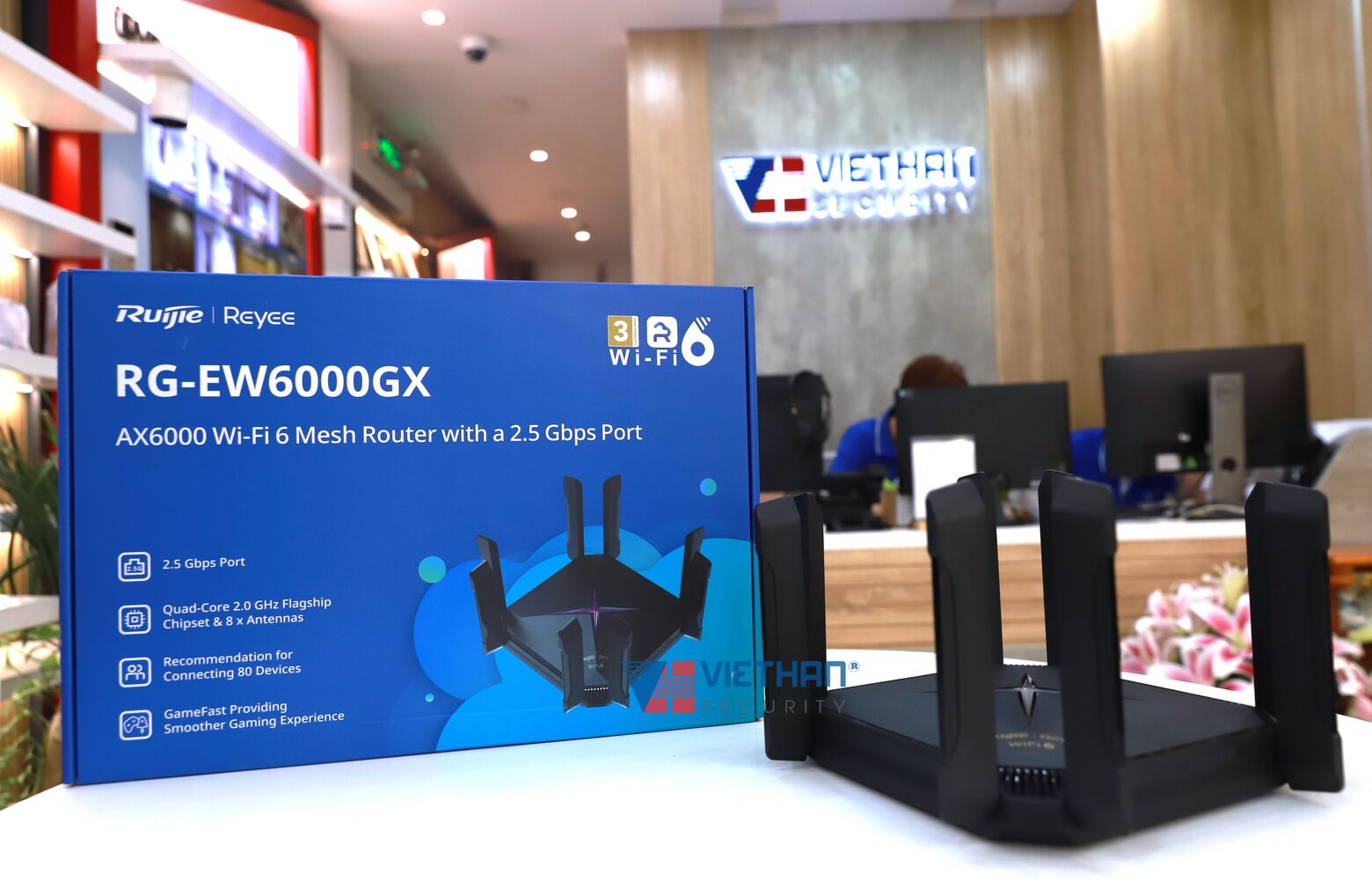 Bộ định tuyến Wi-Fi 6 Mesh RG-EW6000GX 6000M có cổng 2,5G, Kết nối 384 thiết bị