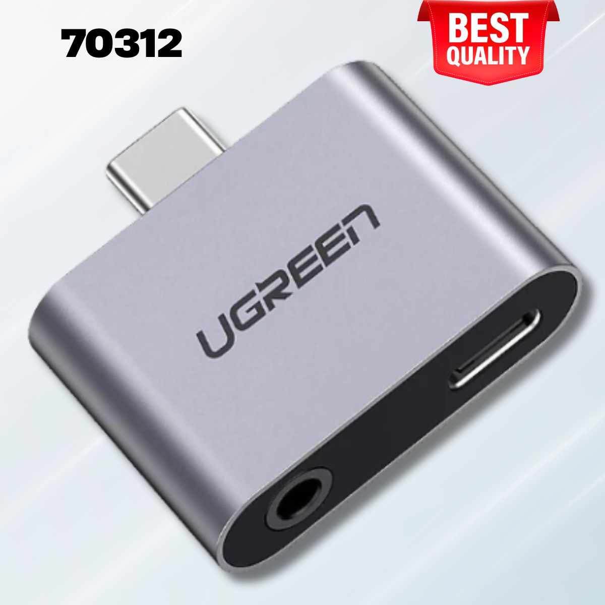Ugreen 70312 2 trong 1 màu xám bộ chuyển USB Type C ra 3.5mm audio và sạc nhanh cổng c chuẩn pd