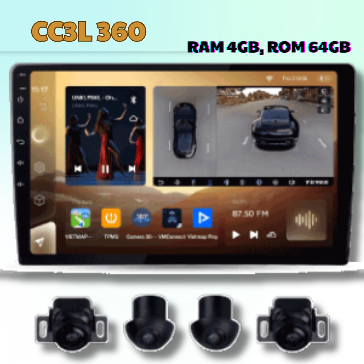 Màn hình TEYES CC3L 360 9 inch/ 10.2 inch  Chip UNISOC 8 nhân, RAM 4GB, ROM 64GB