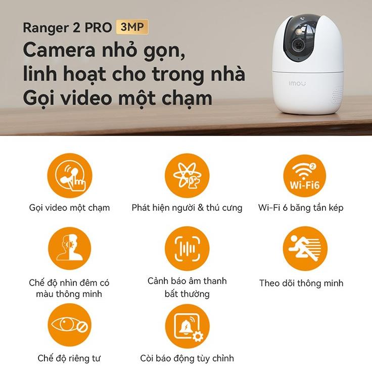 Camera Imou Ranger 2 Pro IPC-A32P-Pro, Đàm thoại 2 chiều, Wifi 6, Phát hiện người & thú cưng, Nút gọi