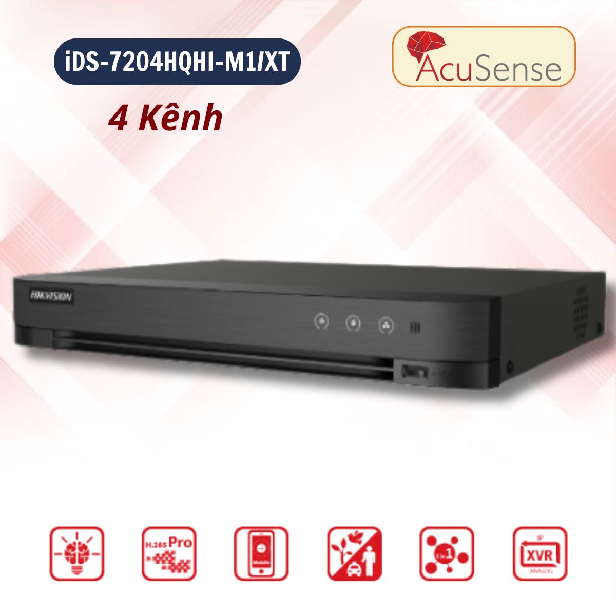 Đầu ghi hình AcuSense 4 kênh Hikvision iDS-7204HQHI-M1/XT tìm kiếm so sánh khuôn mặt 1CH
