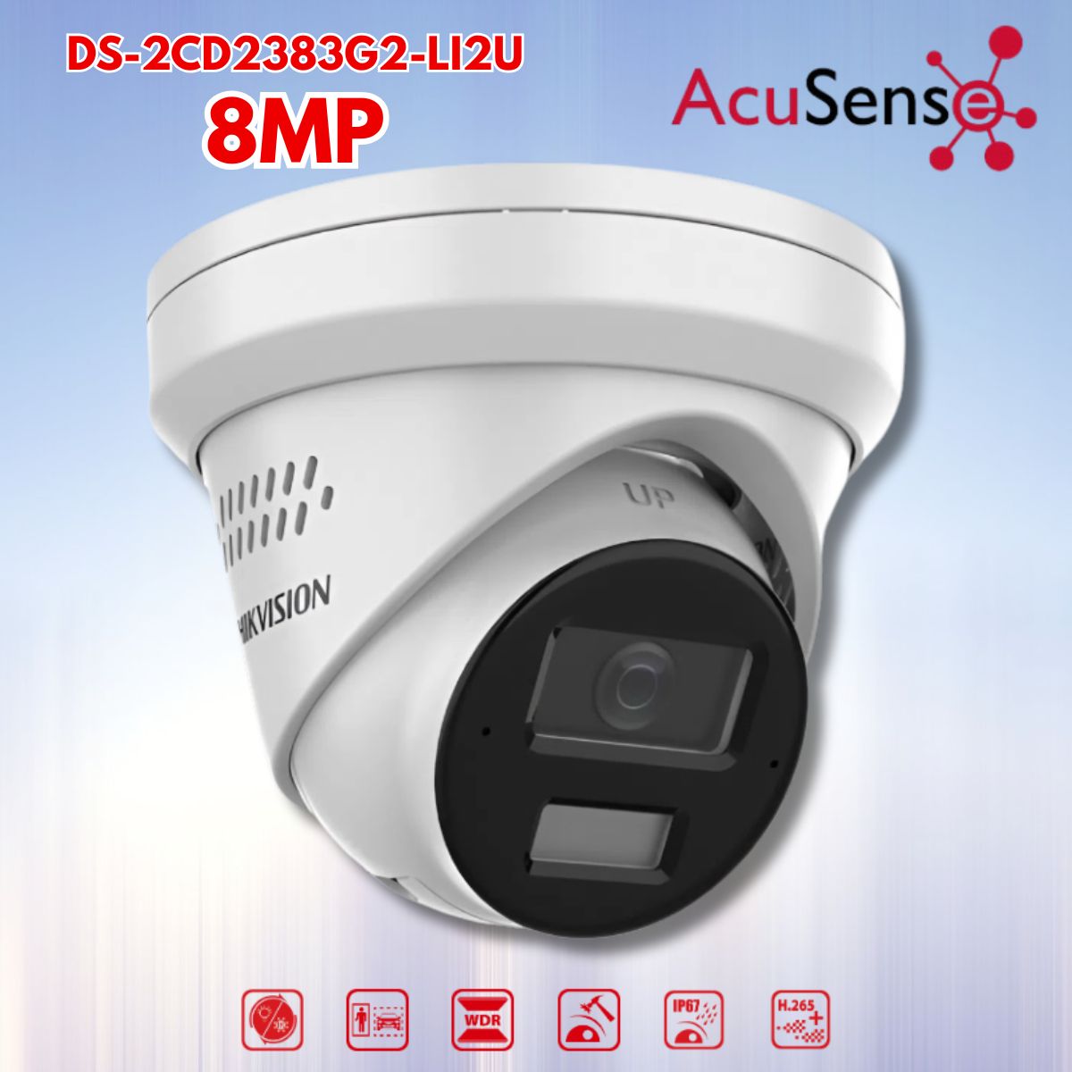 Hikvision DS-2CD2383G2-LI2U Camera Acusense Smart Hybrid Light 8MP, Phát hiện khuôn mặt, Mic kép