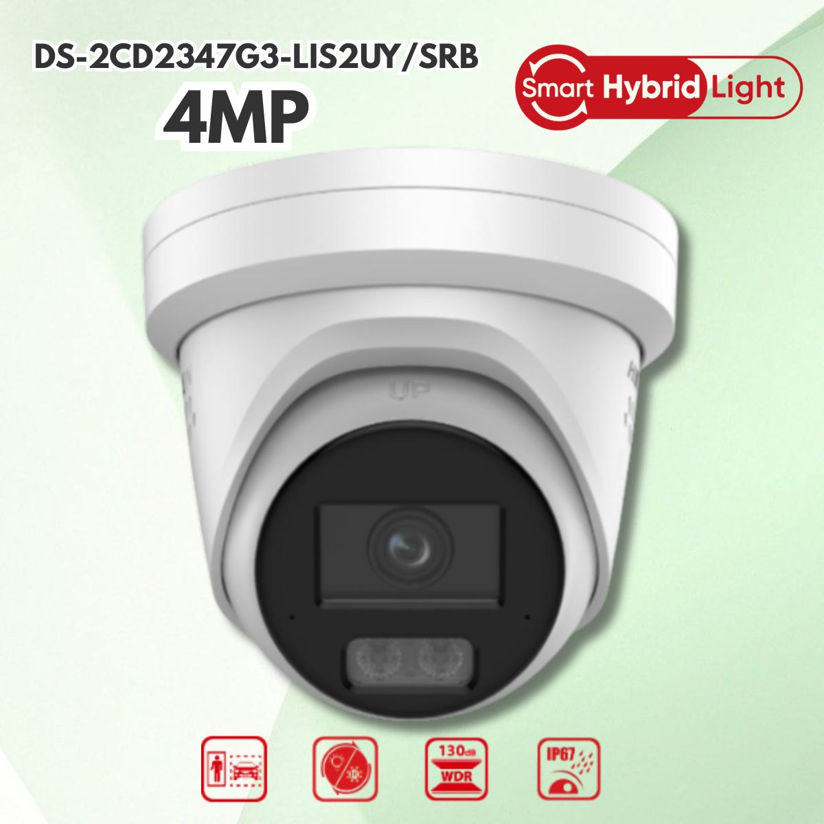 Camera Smart Hybrid Light & ColorVu Hikvision DS-2CD2347G3-LIS2UY/SRB 4MP Đàm thoại 2 chiều, Cảnh báo đèn&còi