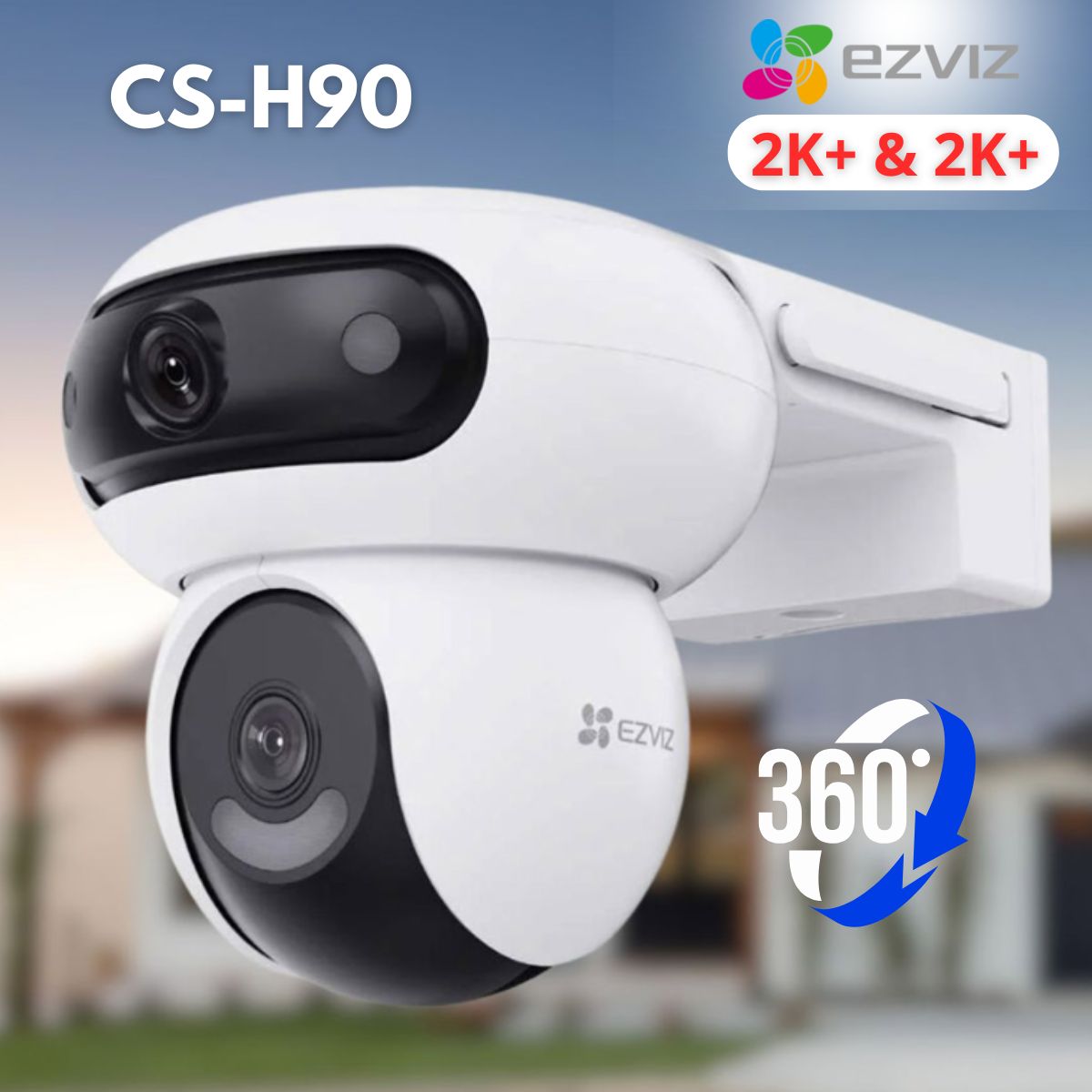 Camera quay 360° 2 mắt kép Ezviz CS-H90 (4MP+4MP), Phát hiện người và phương tiện, Ban đêm có màu 40m