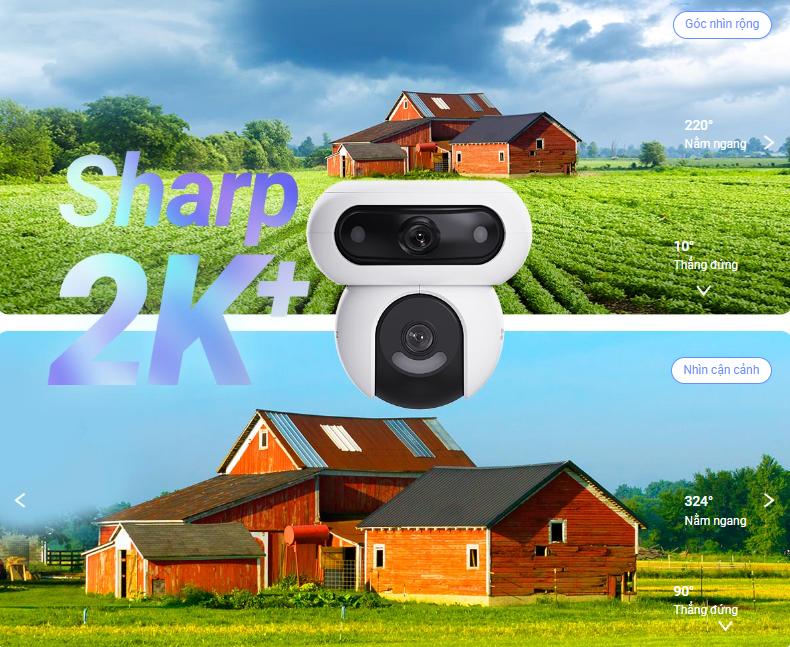 Camera quay 360° 2 mắt kép Ezviz CS-H90 (4MP+4MP), Phát hiện người và phương tiện, Ban đêm có màu 40m