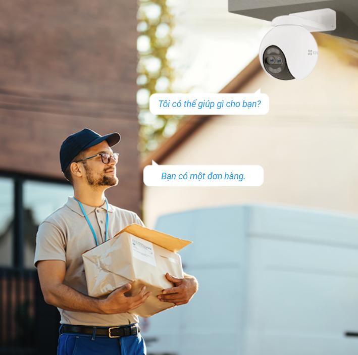 Camera Wifi toàn cảnh ống kính kép H80x 4K 8MP Quay 360 độ, Đàm thoại 2 chiều, Chống báo động giả