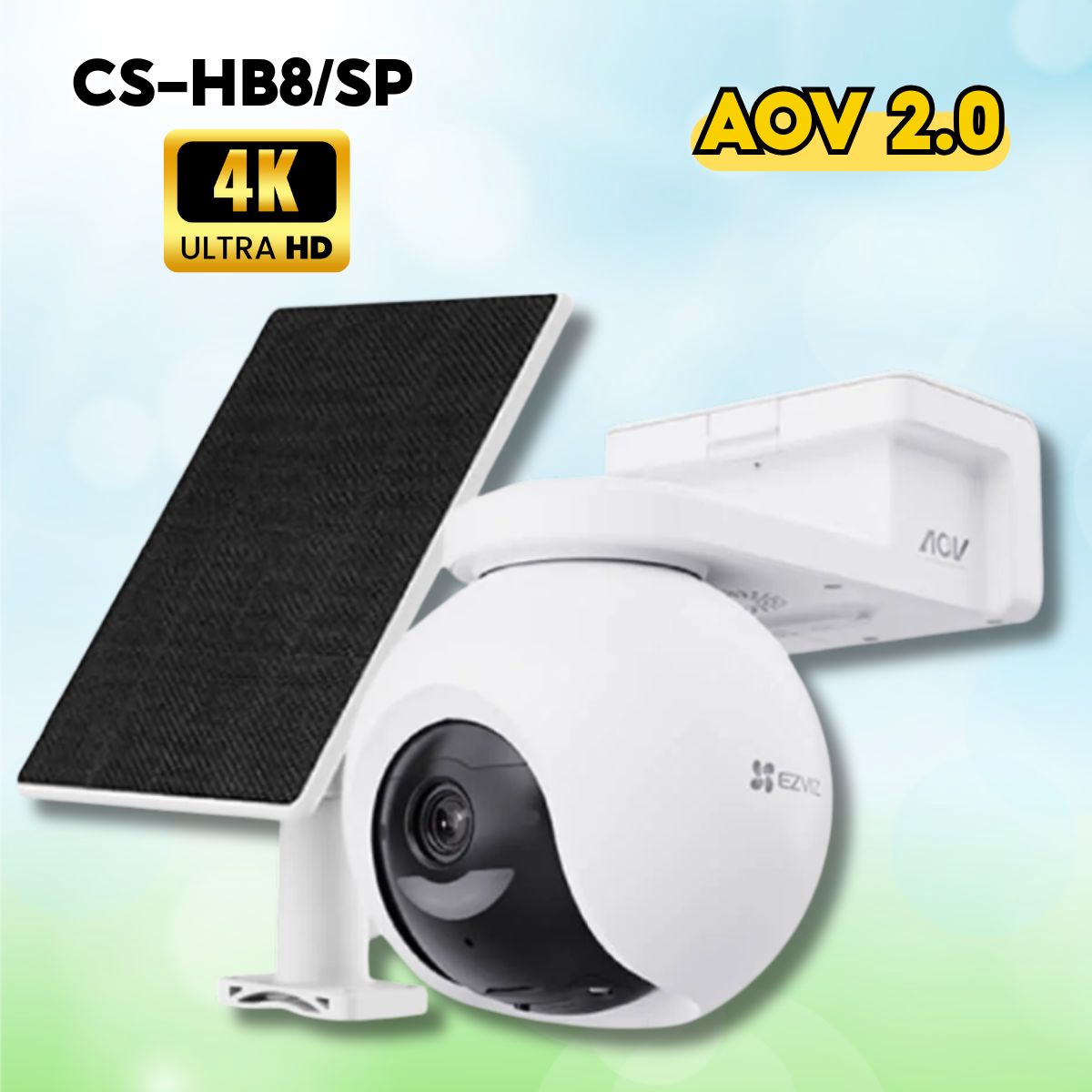 Camera ngoài trời pin sạc Ezviz CS-HB8/SP 8MP 4K, Đàn thoại 2 chiều, pin 10.400mAh + tấm Solar 5W