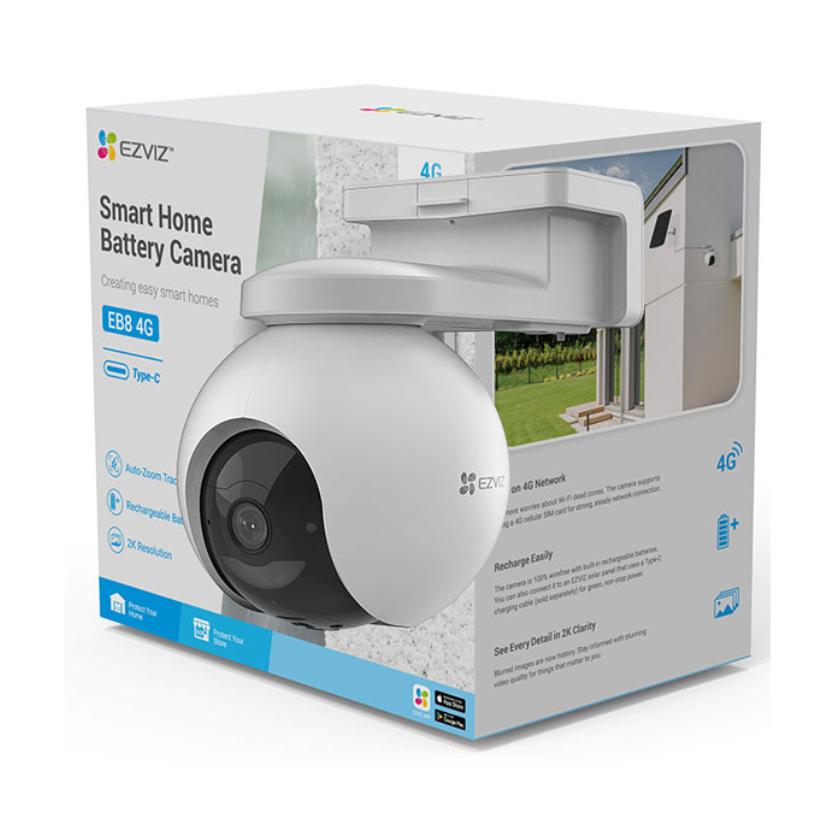 Camera sim 4G ngoài trời sử dụng pin Ezviz CS-EB8/SP 3MP, 10.400 mAh, Âm thanh 2 chiều, có GPS