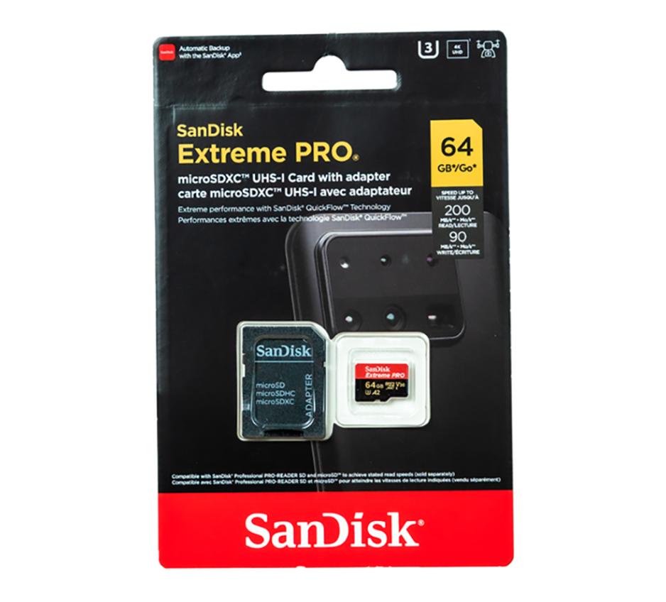 Thẻ nhớ MicroSD Máy quay phim, Actioncam SanDisk SDSQXCU-064G-GN6MA 64GB  đọc 200MB/s - ghi 90MB/s, Ghi hình 4K UHD