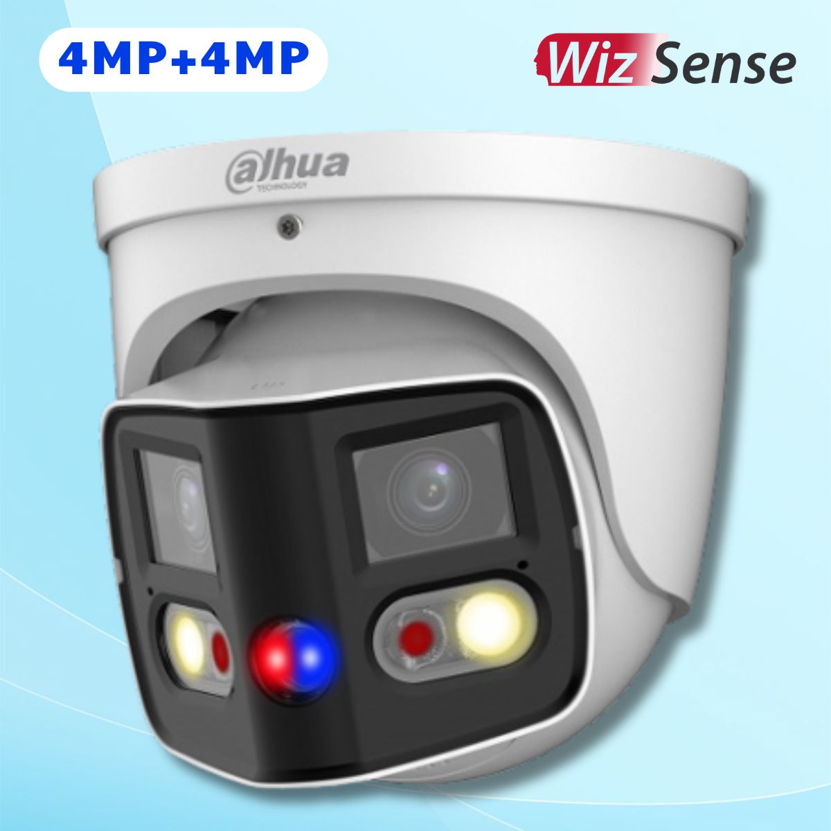 Camera toàn cảnh 180° Dahua DH-IPC-PDW3849-A180-AS-PV 4MP+4MP, Đàm thoại 2 chiều, Chiếu sáng kép, 12VDC, PoE