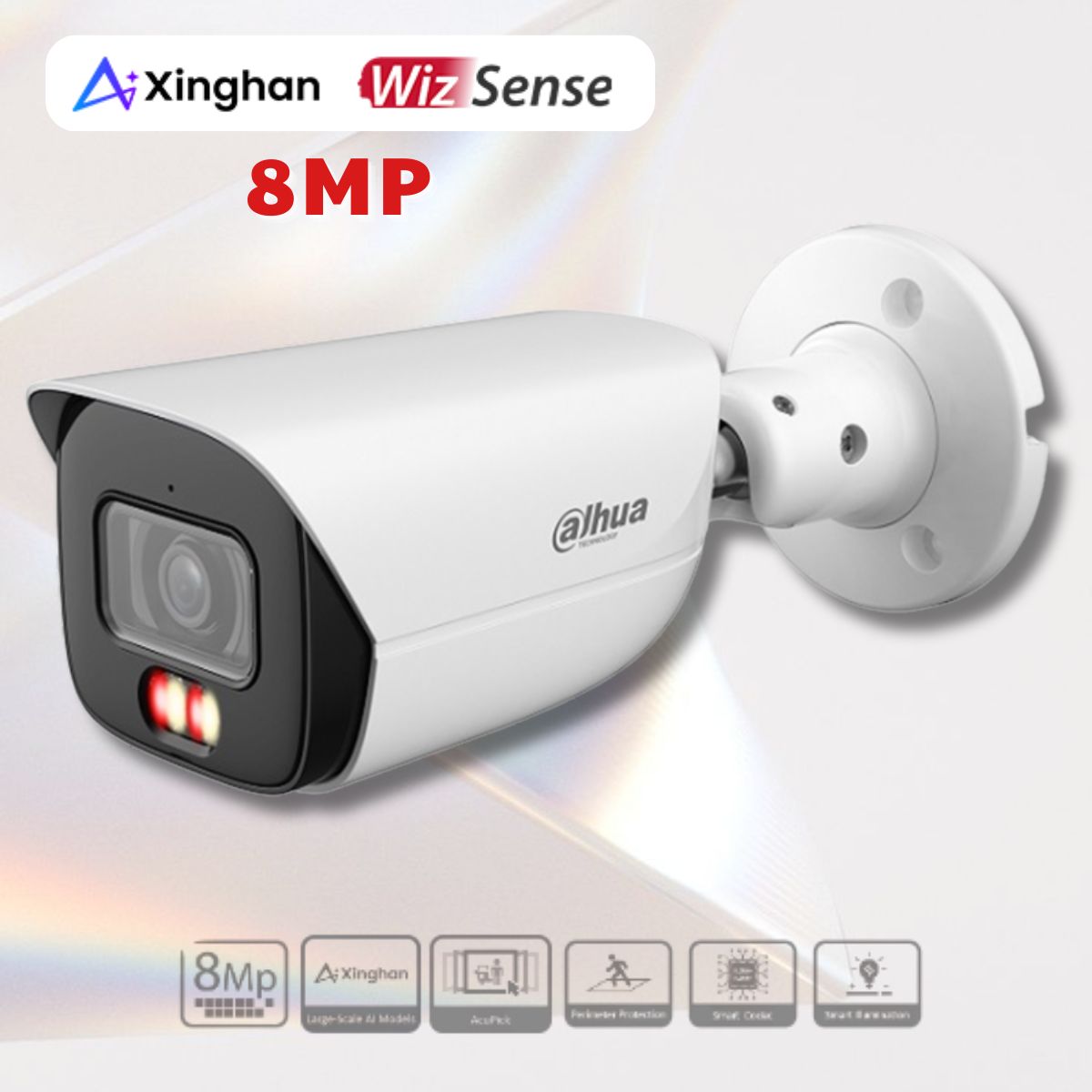 Camera Dahua DH-IPC-HFW3849E-AS-IL 8MP Smart Dual Light, Phân biệt người & Phương tiện, Tích hợp Mic