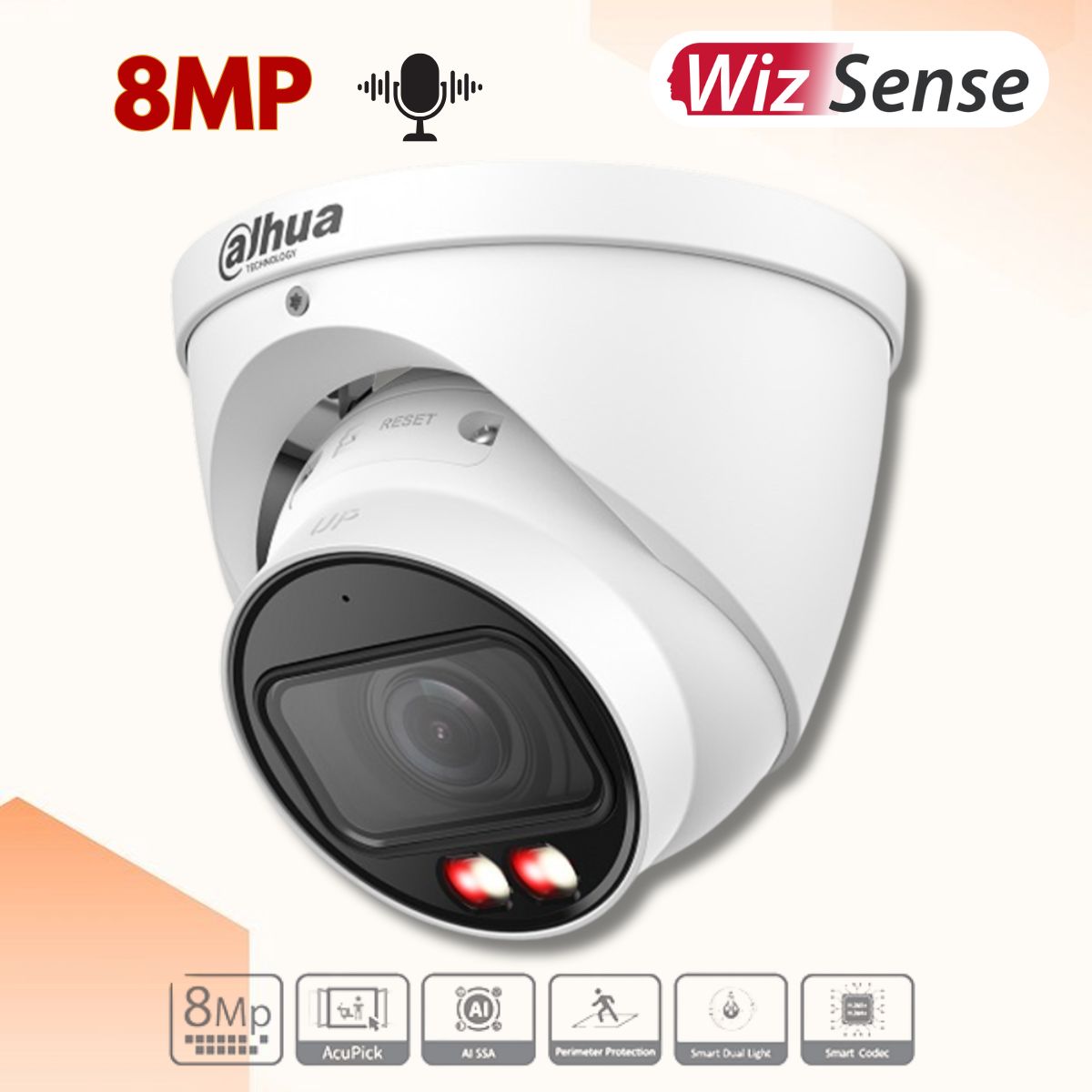 Camera Dahua DH-IPC-HDW3849TP-ZS-IL 8MP Đèn trợ sáng, IR 50m, Phát hiện người & xe, Tích hợp MIC 