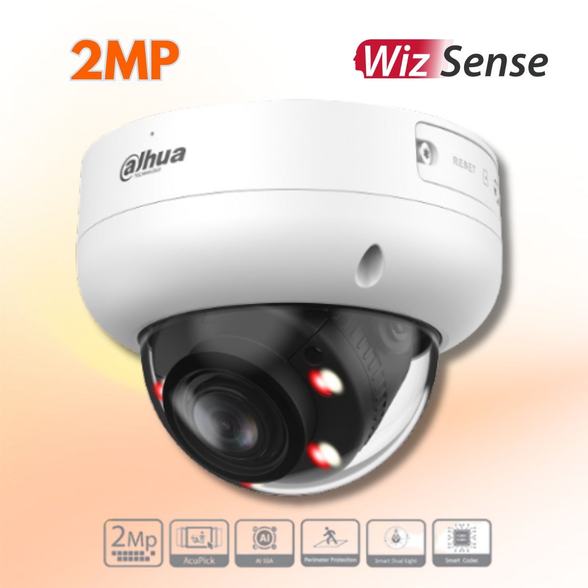 Camera Dome 2MP Dahua DH-IPC-HDBW3249RP-ZAS-IL Ống kính Varifocal 2.7–13.5 mm, Đèn LED kép, Phân biệt người và xe, 12VDC, PoE 