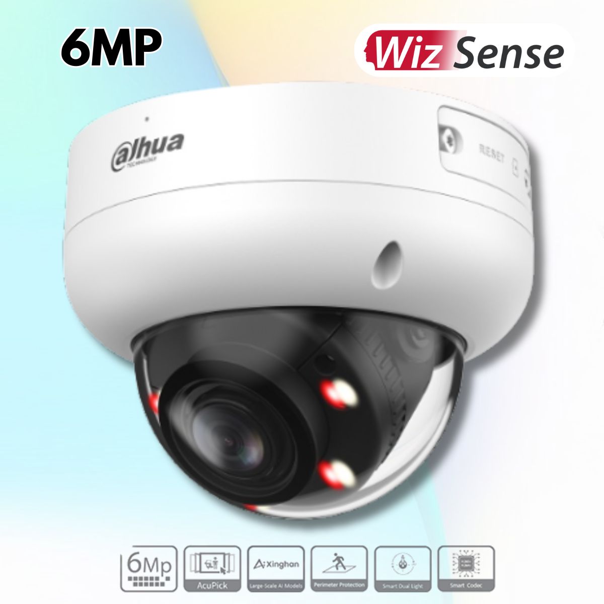 Camera Dome Dahua DH-IPC-HDBW3649RP-ZAS-IL 6MP Chiếu sáng kép, Zoom 2.7 - 13.5 mm, Phân loại người & Xe